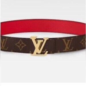 Louis Vuitton Brown and Red Monogram Belt